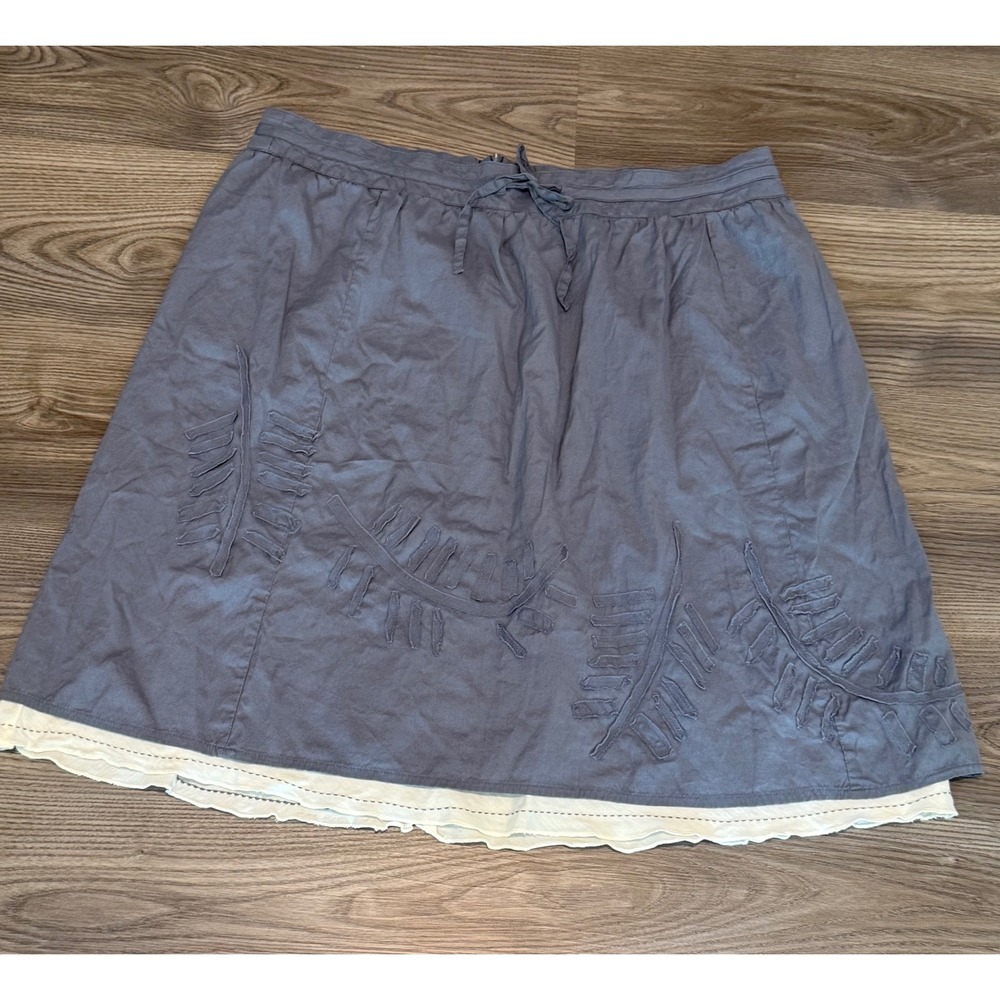 Horny Toad Womens Large Organic Cotton Embroidered A-Line Skirt Blue Gray Boho